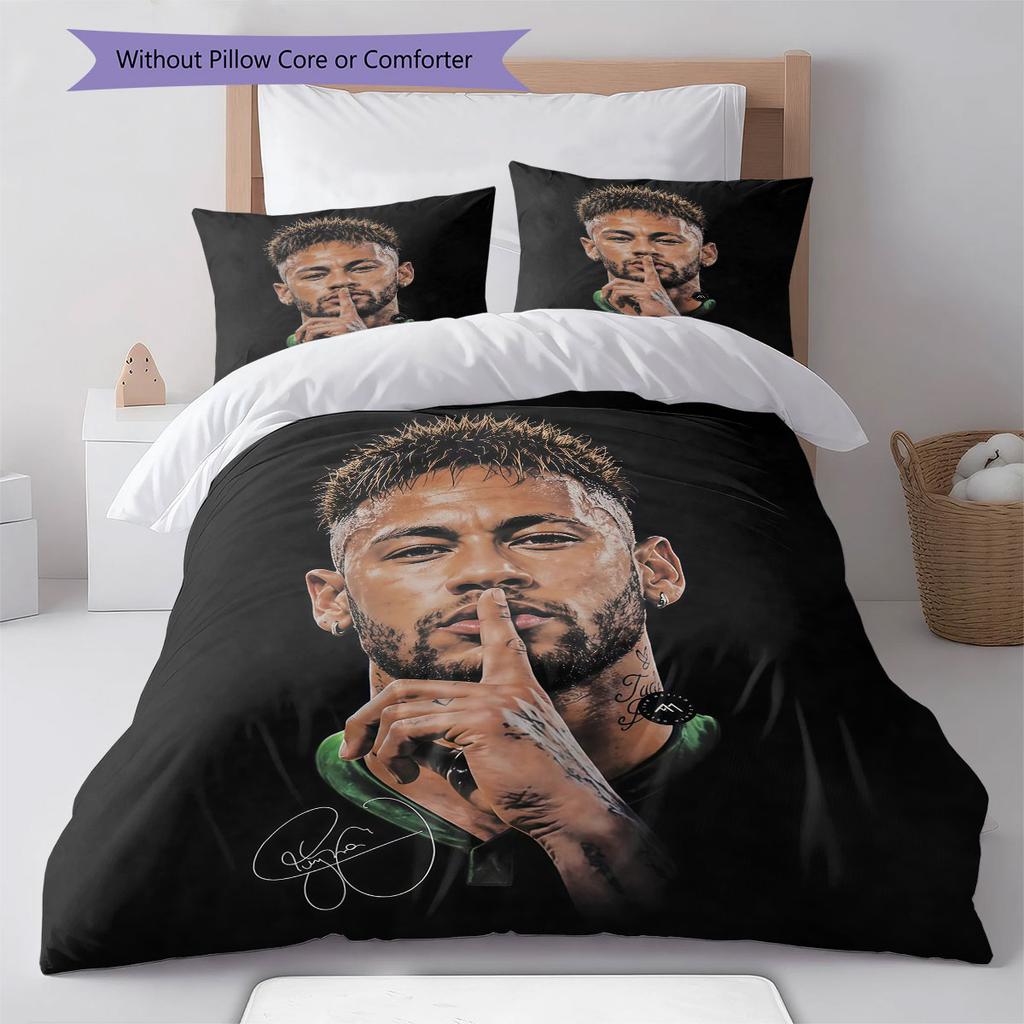 Neymar Pattern Bedding,Quilt Set Quilt Cover Pillowcase Home Birthday Gift(1 * duvet cover + 2 * pillowcase, without core)