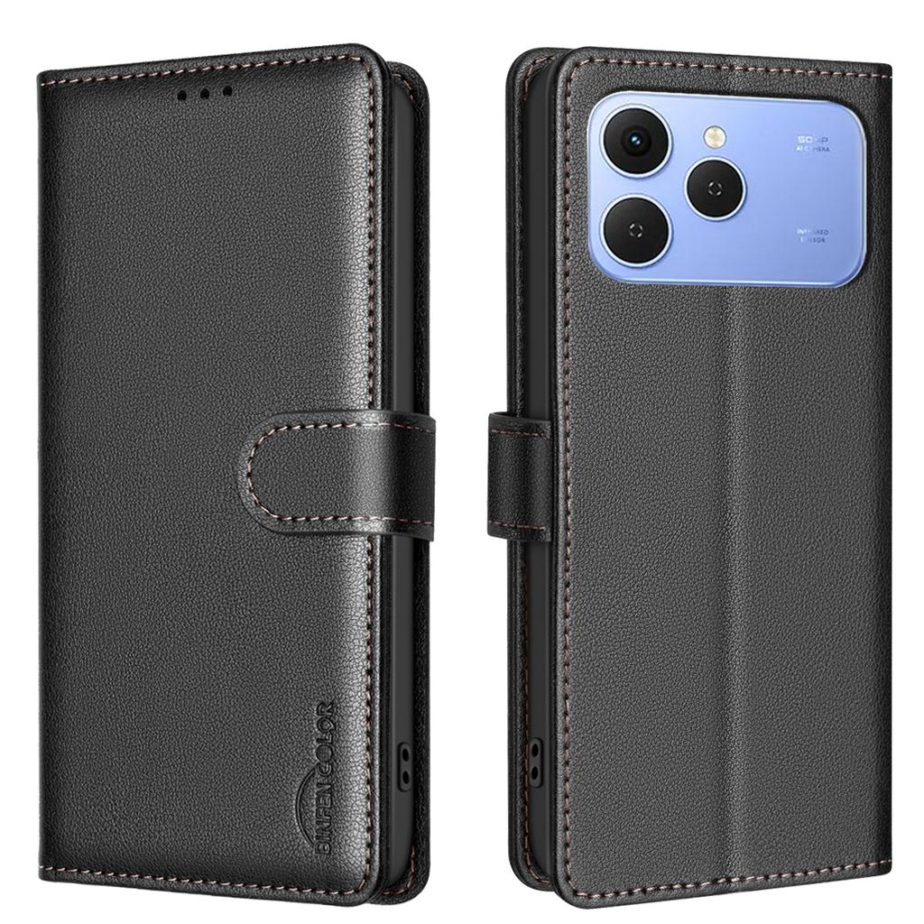 For TECNO Spark 40 4G Leather Case BINFEN COLOR BF32 Wallet RFID Blocking Phone Cover