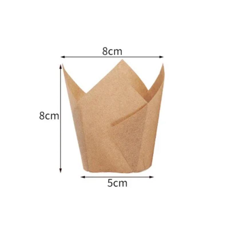 50PCS Tulip Cake Paper Cup Dessert Disposable Baking Heat-resistant Cake Oil Proof Paper Holder Kitchen Oven Baking Tools
