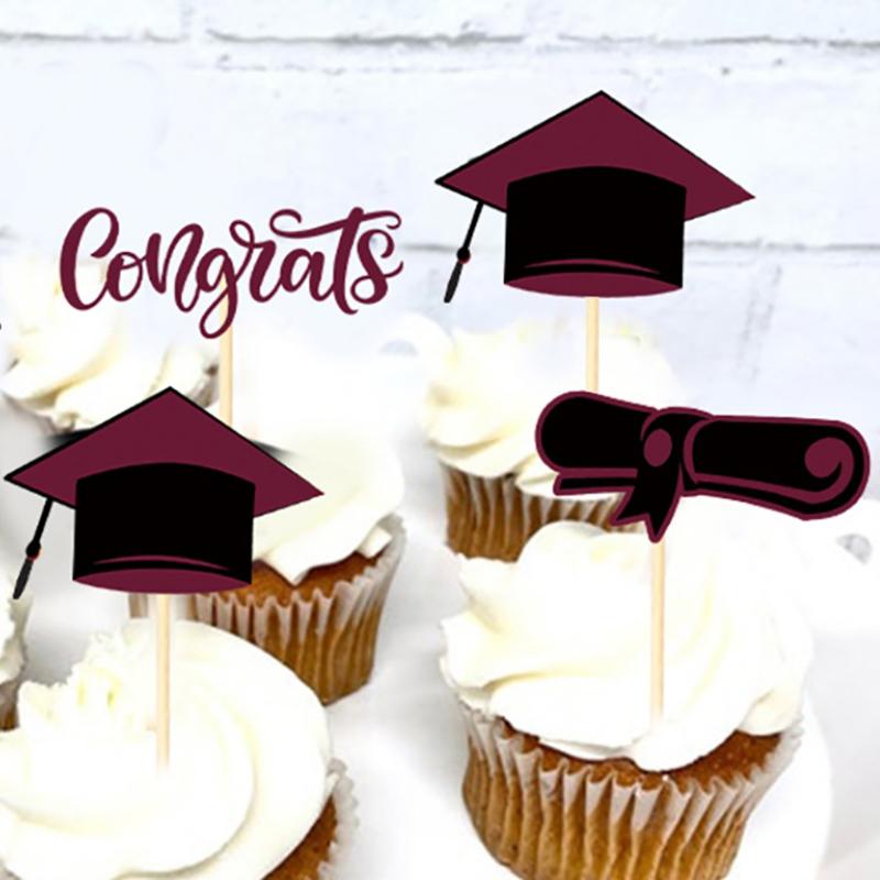 16Pcs Sparkling 2025 Graduation Cupcake Decoration Graduation Season Theme Party Decoration