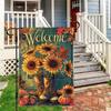 1pc Happy Harvest Festival Thanksgiving Pumpkin Sunflower Decorative FlagDouble Sided Garden Flag, Courtyard Decoration, Outdoor Decoration, Lawn, Fla