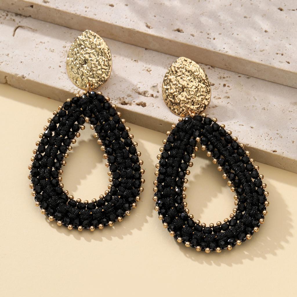 INKDEW Big Water Drop Shape Drop Earrings For Women Colorful Beads Handmade Threading Crystal Long Earrings Jewelry Gift EA144