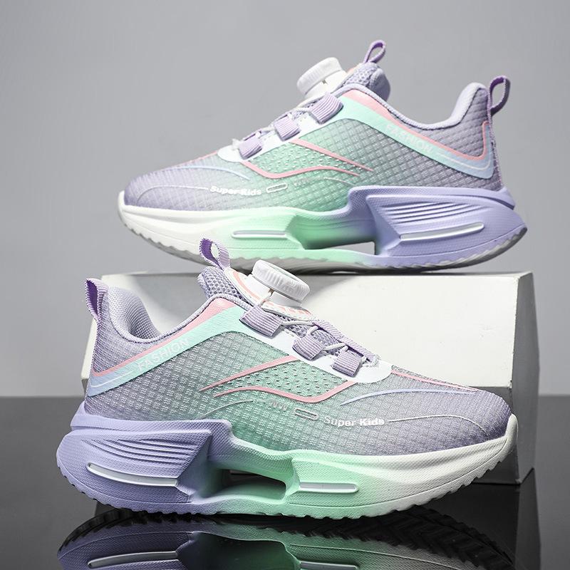 Легкие детские кроссовки с вращающейся застежкой - Нескользящие, удобные, дышащие кроссовки для улицы для мальчиков и девочек