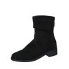 Fashion Autumn Womens Solid Pleated Ankle Boots Fashion Faux Suede Square Heel Boots Ladies Round Toe Back Zipper Office Shoes Boats