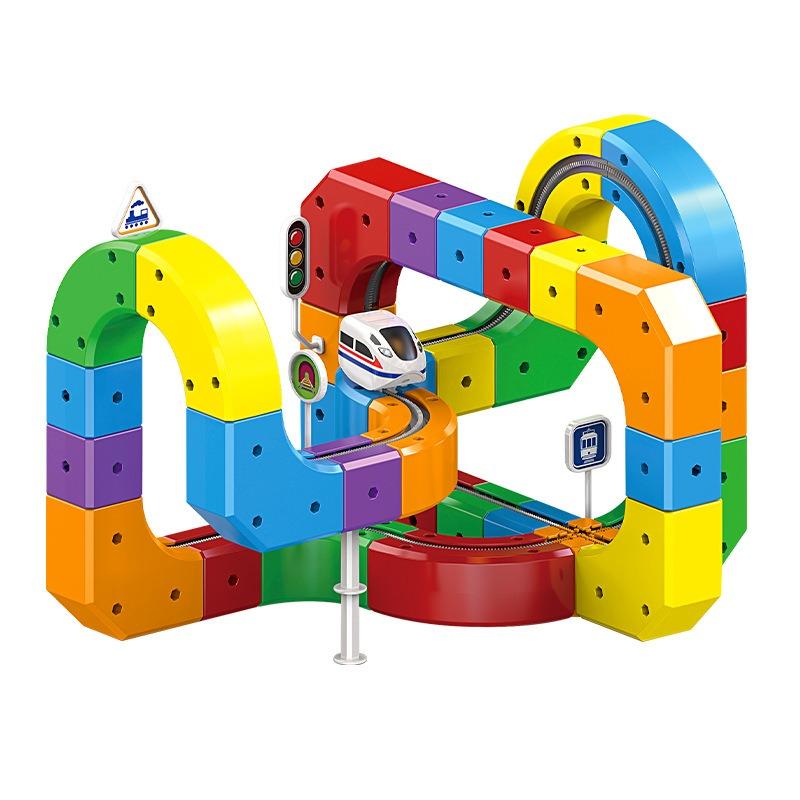 Children Magic Track Train Fun Electric Assembled Building Blocks Magnetic Rail Car Diy Educational Toy For Kid Christmas Gifts