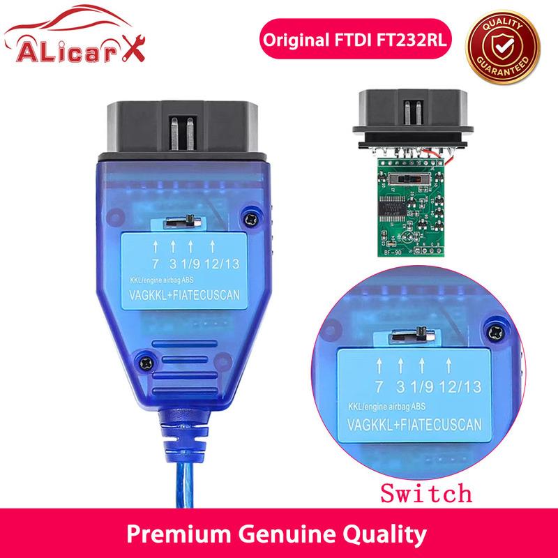 OBDII VCI Diagnostic Tool KKL 409 FTDI232RL Chip For VAG 409.1 Durable Material Fiat ECU Scanner KKL 409 with Switch
