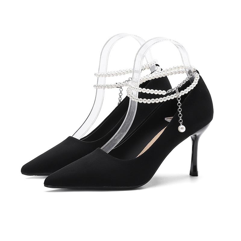 B word жемчужные замшевые туфли женские с острым носком на шпильке высокие каблуки сексуальные свадебные туфли невесты Xiuhe