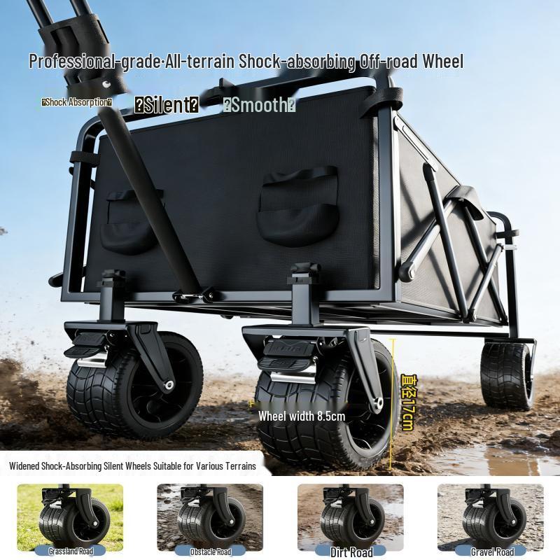 Heavy-Duty Folding Outdoor Utility Cart with Umbrella & Chair
