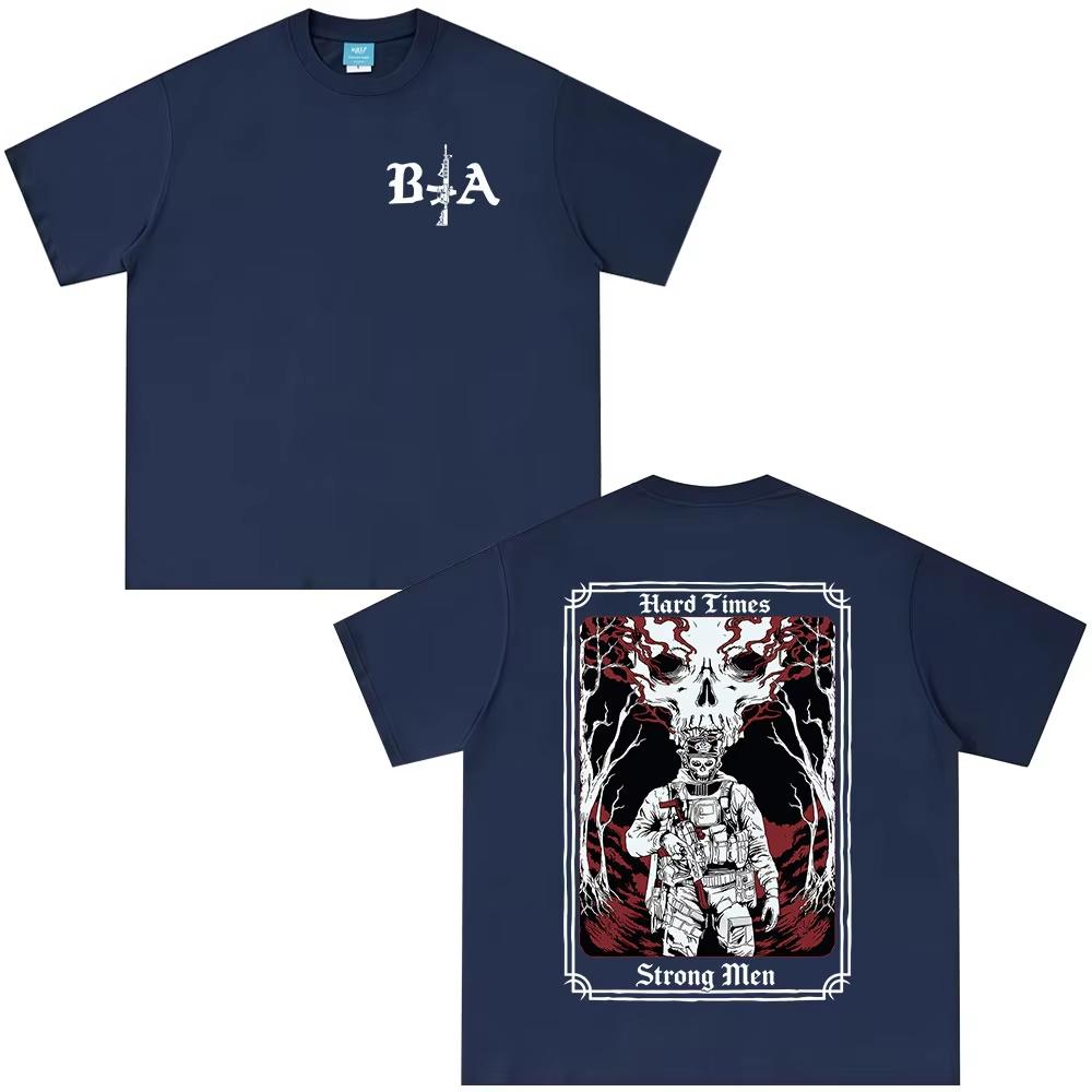 Hard Times Brothers in Arms Skeleton Printed Tshirt Unisex Women Clothing Summer Casual pure Cotton Short Sleeves T Shirts