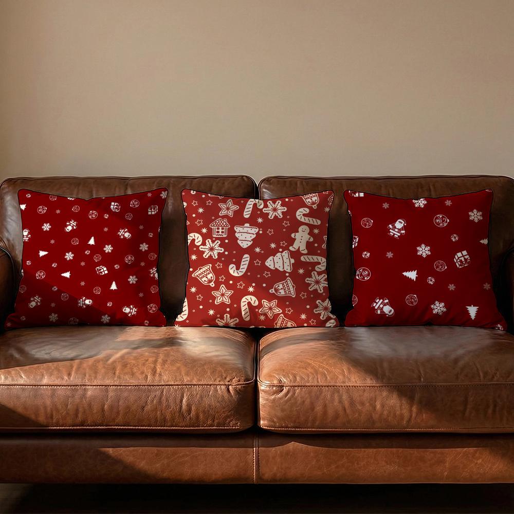 Xmas Bell Socks Santa Cushion Cover Soft Reversible Durable Pillow Cover MultiScene Use for Home Car Daily Comfort
