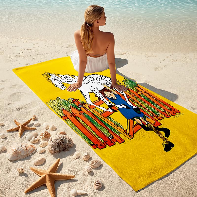 Beach Towel with Pippi Longstocking Pattern - soft,absorbent,machine washable Lightweight&Modern,swimming,Travel Essentials