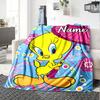 Customizable Tweety1 Throw Blanket – Personalized Name, All-Season Cozy Snug Blanket, Machine Washable, Personalized Blanket