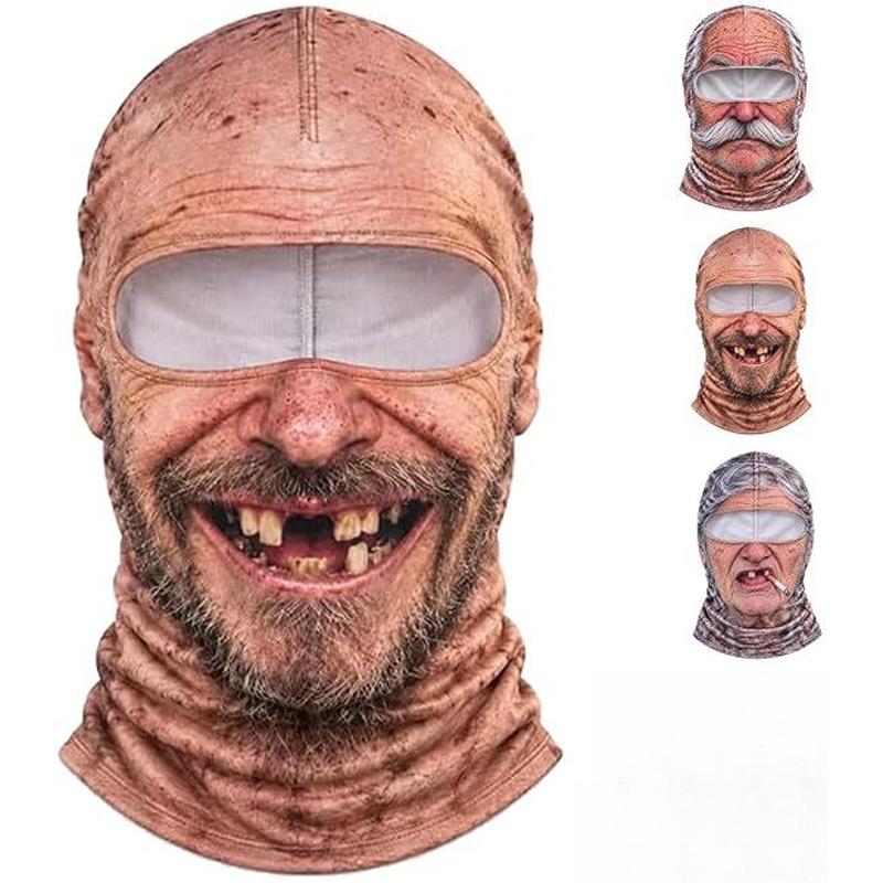 New Funny Realistic Face Ski Mask,Old Man Ski Mask Funny Realistic Face Balaclava,Novelty Winter Face Cover for Skiing Parties