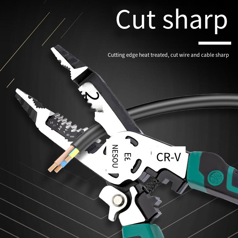 1шт Десять в одном электроинструмент плоскогубцы многофункциональные плоскогубцы для зачистки проводов остроносые плоскогубцы резка стальной проволоки электрические клещи Tiger