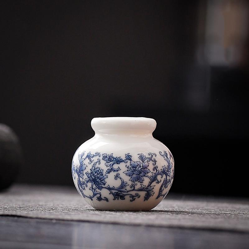 1 шт. Мини-ваза креативная сине-белая маленькая банка для украшения дома супер маленькая ваза сине-белая фарфоровая 4,5x4 см