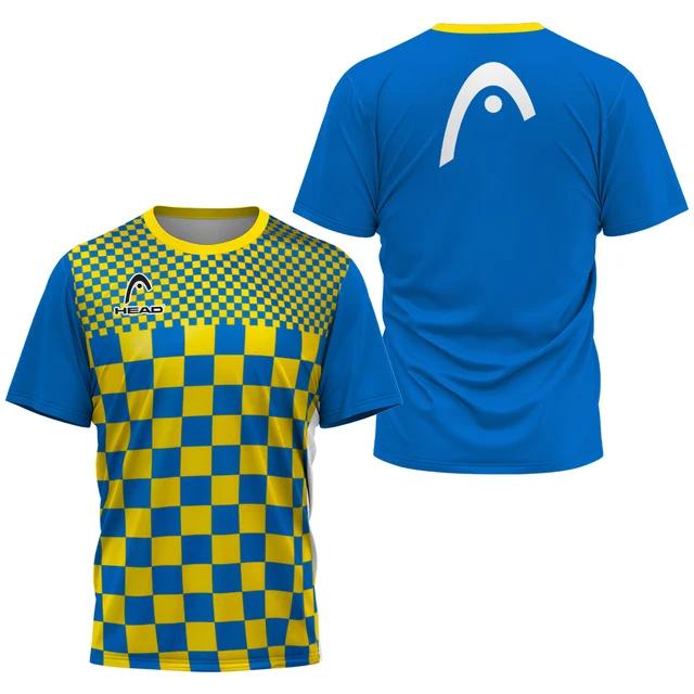 Модная теннисная тренировочная одежда с 3D-градиентным принтом футболка для мужчин, спортивная одежда для бадминтона на открытом воздухе, летние свободные топы с коротким рукавом