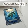 Oceanic Serenity Theme Soft Crystal Velvet Rug Custom Name & Text Print Non Slip Floor Rug for Bedroom Living Room