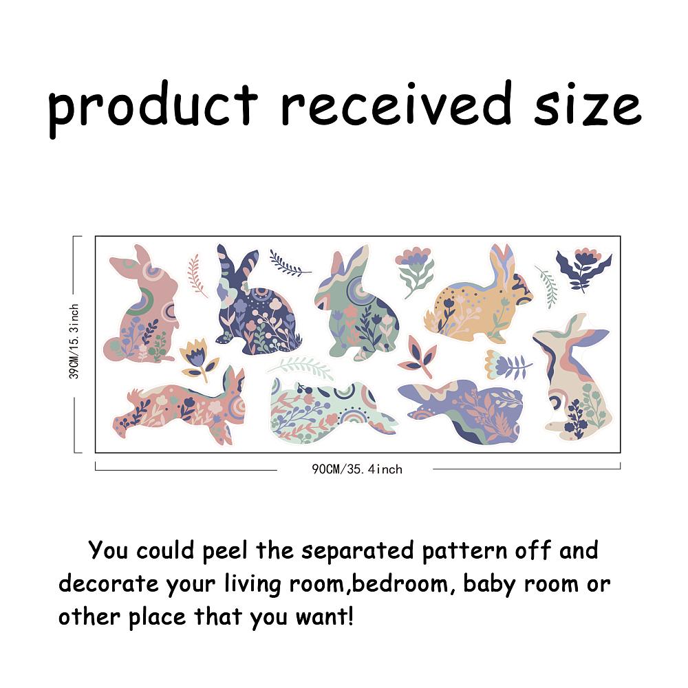 1sheet PVC Wall Stickers Wall Decoration Rabbit Pattern 900x390mm