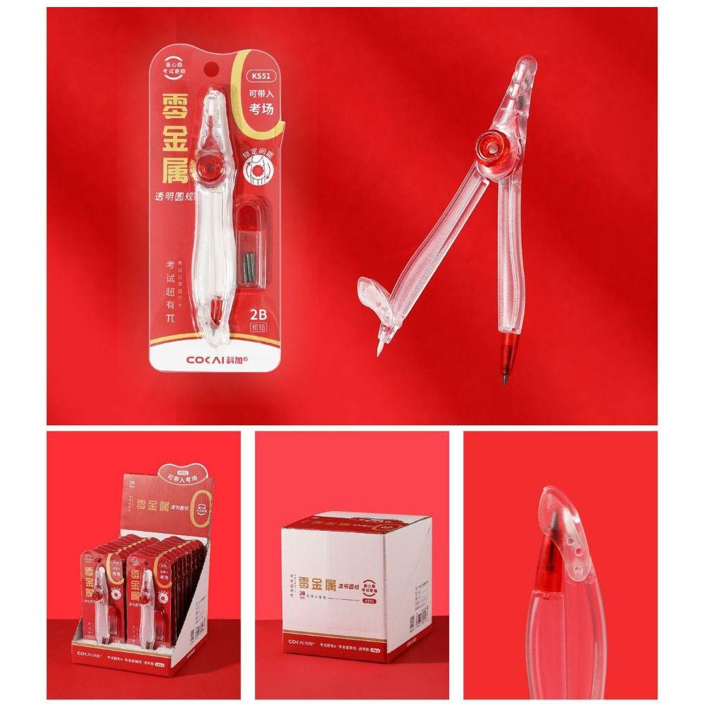 Angle Lock Drawing Compass Transparent Plastic Body Exam Compass Metal Compass Technical Drawing