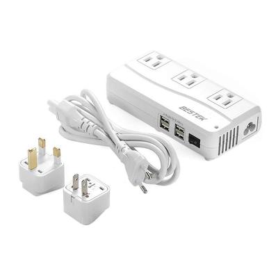 Дорожный трансформатор Bestec, 90В-240В в 100В, 3 розетки переменного тока + 4 USB-порта, Совместим с вилками типов A, B, BF, C, O, O2, B3 и SE, MRJ201GU-WH