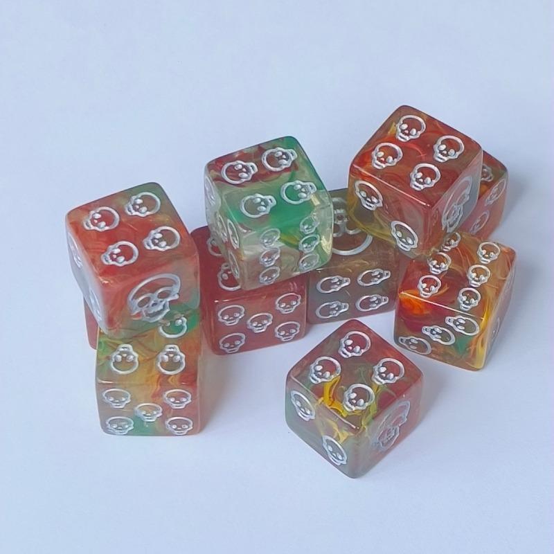10pcs/lot 16mm New D6 Polyhedral Dice 6-Sided Acrylic Mix Color Game Dice Set Probability Table Game Board Game Entertainment