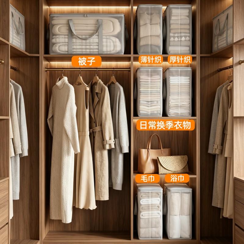 Large Capacity Clothing Storage Bags Seasonal Winter Clothes Organizers Transparent TPU Dustproof Closet Organizer Cubic Shape