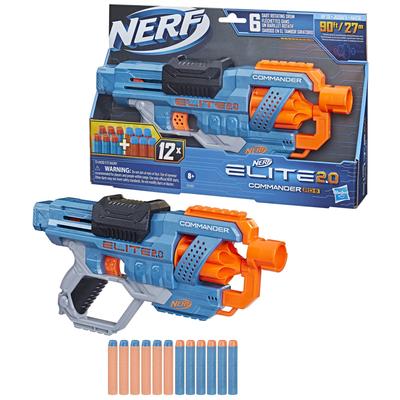Hasbro Nerf Elite Commander Manual Blaster Rapid Fire Для детей от 8 лет Включает 12 официальных дротиков Nerf Elite Оснащен вращающимся барабаном, который может