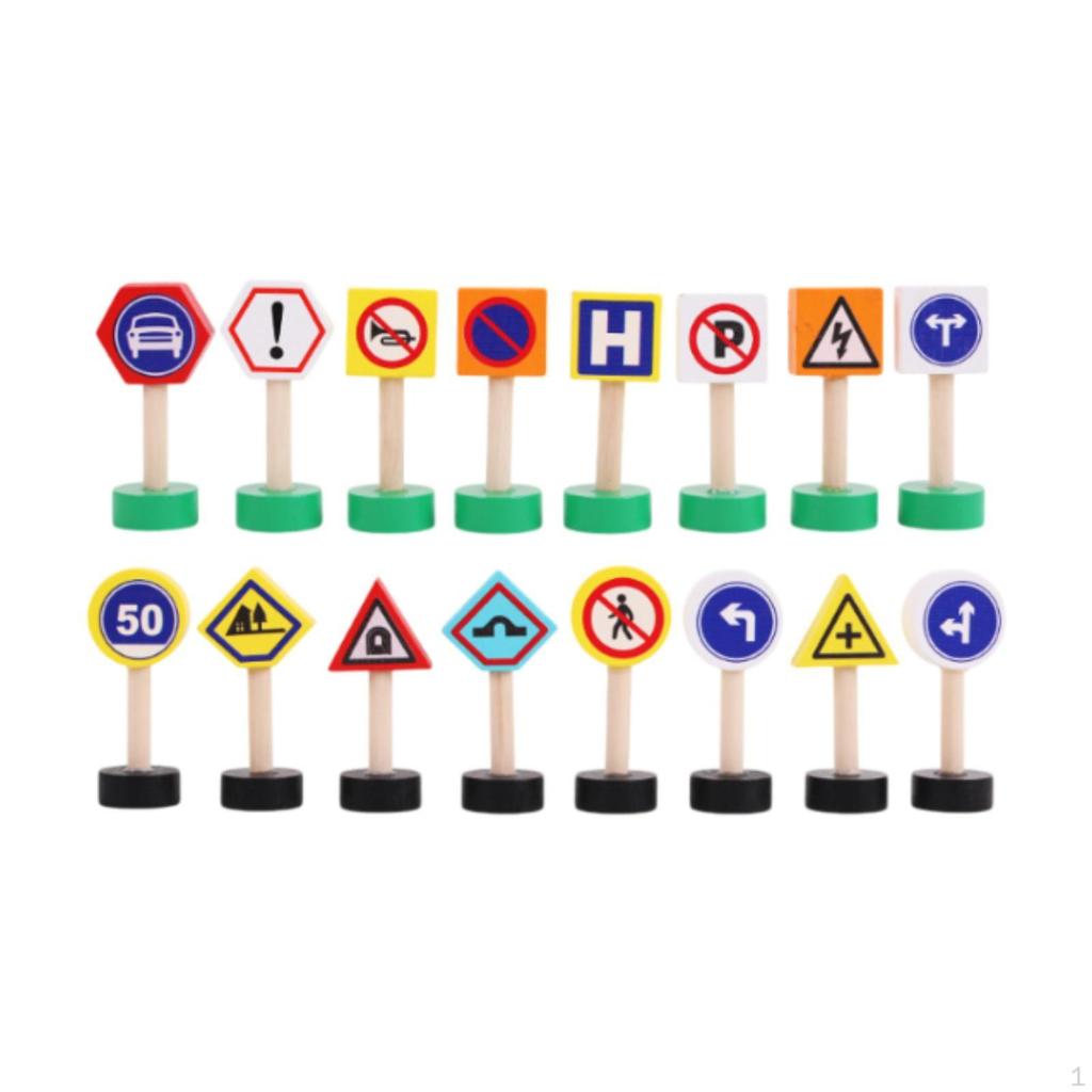 Набор из 16 предметов, аксессуары для треков Holzstraße Schilder Straße Zug, образование для мальчиков и девочек