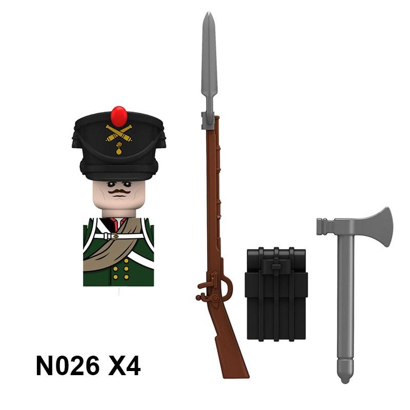 4pcs Military Building Blocks Medieval Knights Duke Marshal Figures Napoleonic Wars Weapons Sword Flags Shoulder Armor Cape Brick MOC