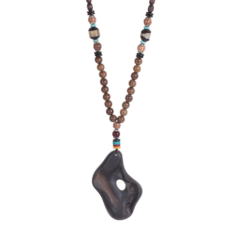 Винтажные этнические украшения для вечеринки, подарок на удачу, буддийский рог, кулон в виде рыбы, мала, деревянные бусины, ожерелье из Непала