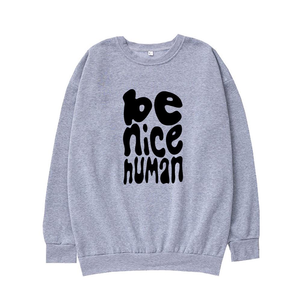 BE NICE HUNAN Retro Round Neck Casual Hoodie