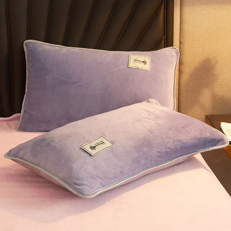 Solid Color Pillows Cover Velvet Pillowslip 48x74cm Soft Flannel Pillowcase Rectangle Cushion Cover 2pcs Warm Pillow Cases