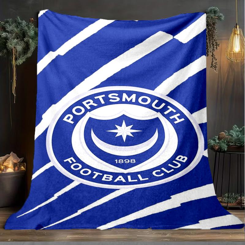 1PC Portsmouth F.C Printed Soft Flannel Blanket Throw for Adult Bedroom Living Room Sofa Camping Travel Fan gifts Christmas Gifts