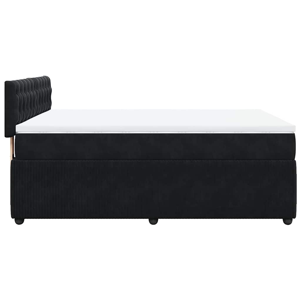 Box Spring Bed with Mattress Black 140 x 190 cm Velvet