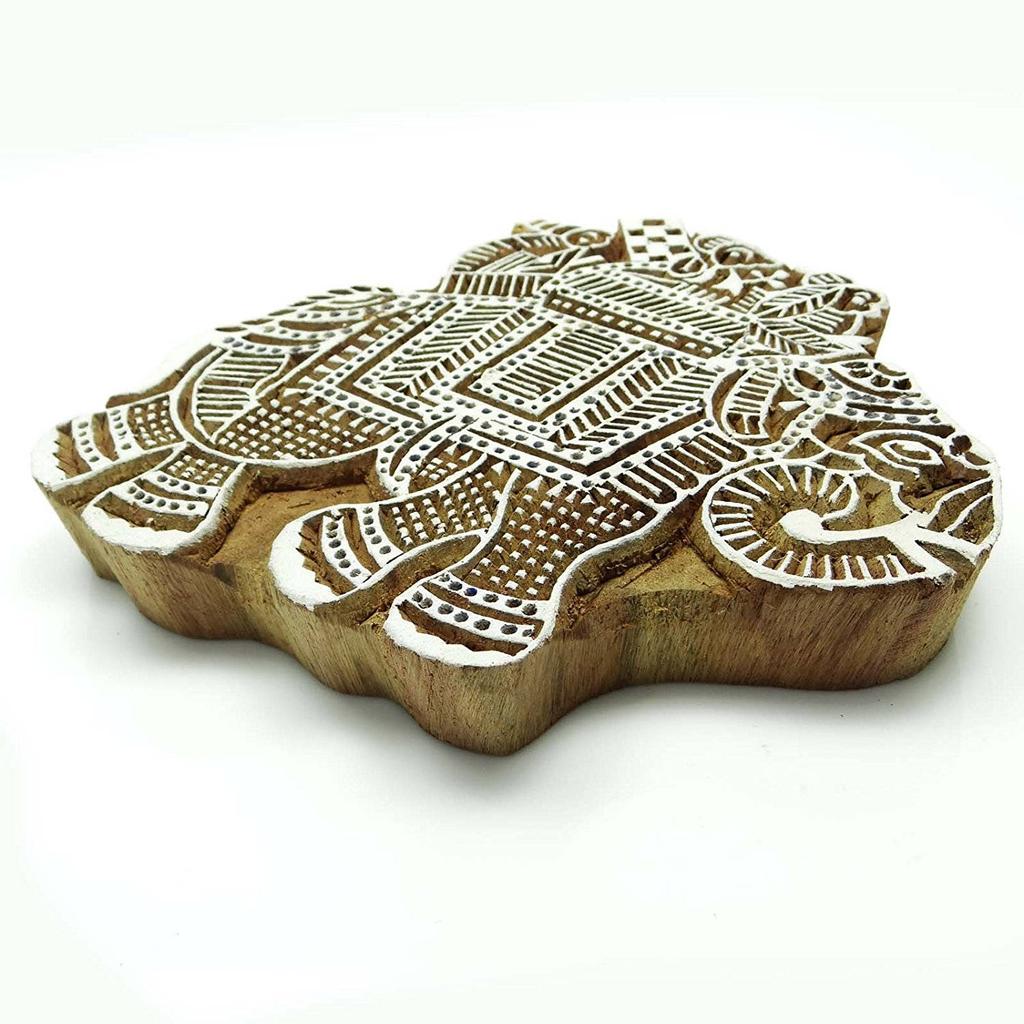 Индийский деревянный штамп с изображением слона Декоративные ручные резные печатные блоки