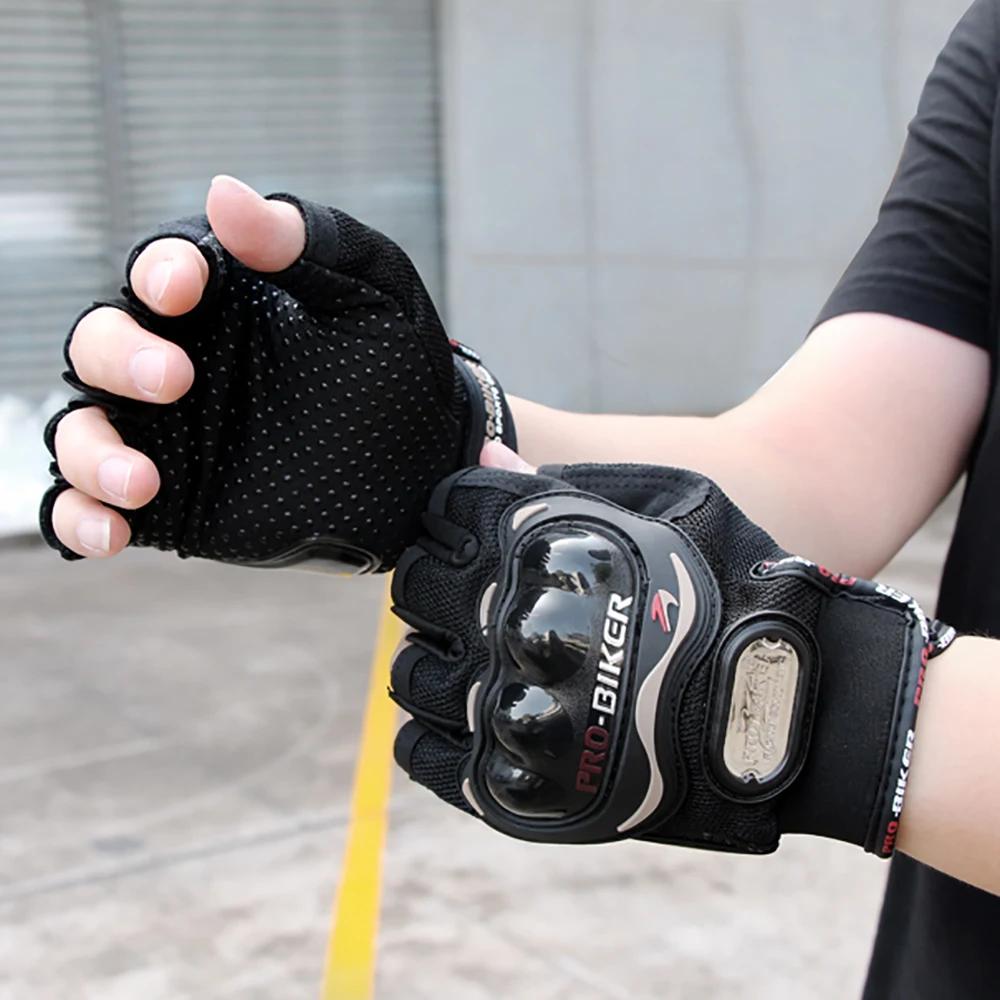 Men's Motocross Carbon Fiber Gloves Half Finger Touch Screen Summer Breathable Anti-Slip Protective for Moto Biking