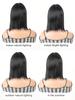 Synthetic Short Straight Bob Heat Resistant Wigs With Bangs Black Wigs For Women Daily Role Play Party Wigs