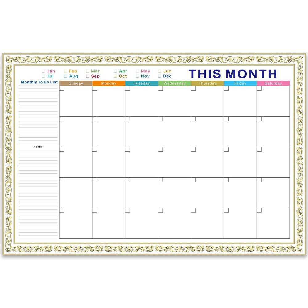 Reusable Calendar Bulletin Board Waterproof Tear Resistant Whiteboard Calendar Erasable Foldable Monthly Planner Board Company