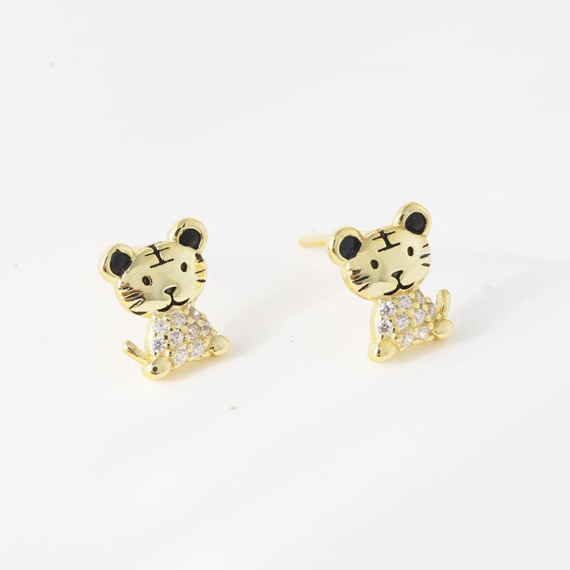 Милые серьги с маленьким тигром, женские модные серьги, новый стиль, уникальный дизайн, темпераментные серьги