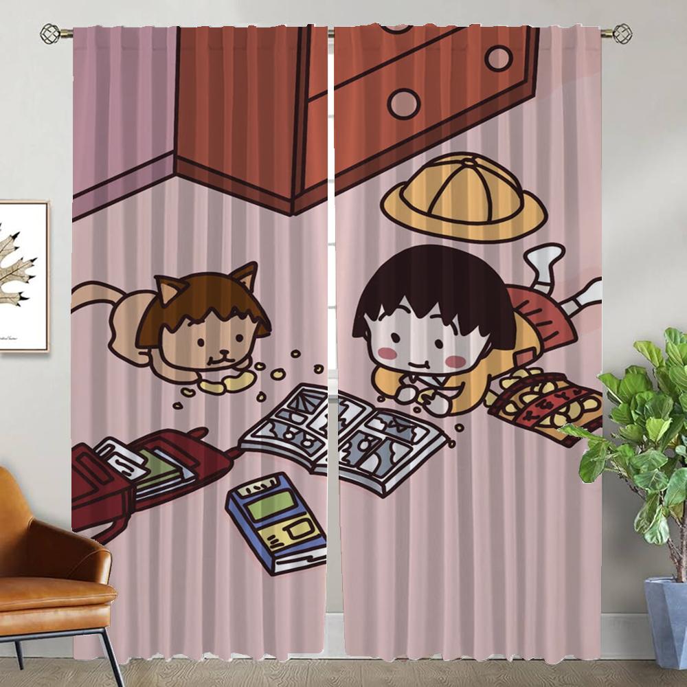 Противомоскитные шторы для гостиной Chibi Marukos Домашние интерьерные шторы 2 штуки Оконные шторы-тени Хэллоуинская декорация