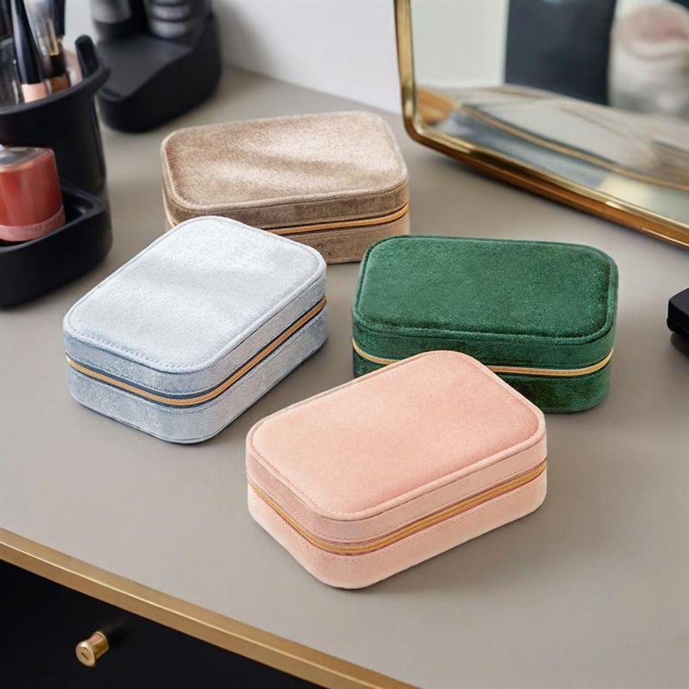 Large Capacity Velvet Jewelry Box 2 Layer Jewelry Case Vintage Ring Case Girlfriend