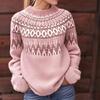 Plus Size  Pattern Knitted Sweater, Autumn and Winter Casual Long Sleeve Pullover Sweater, Women's Plus Size Clothing