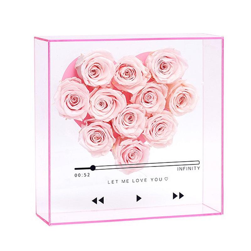 Custom Portable Transparent Acrylic Flower Gift Box
