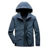 Осенняя корейская повседневная обычная куртка с капюшоном на молнии для молодежи синего цвета с застежкой-молнией для копания