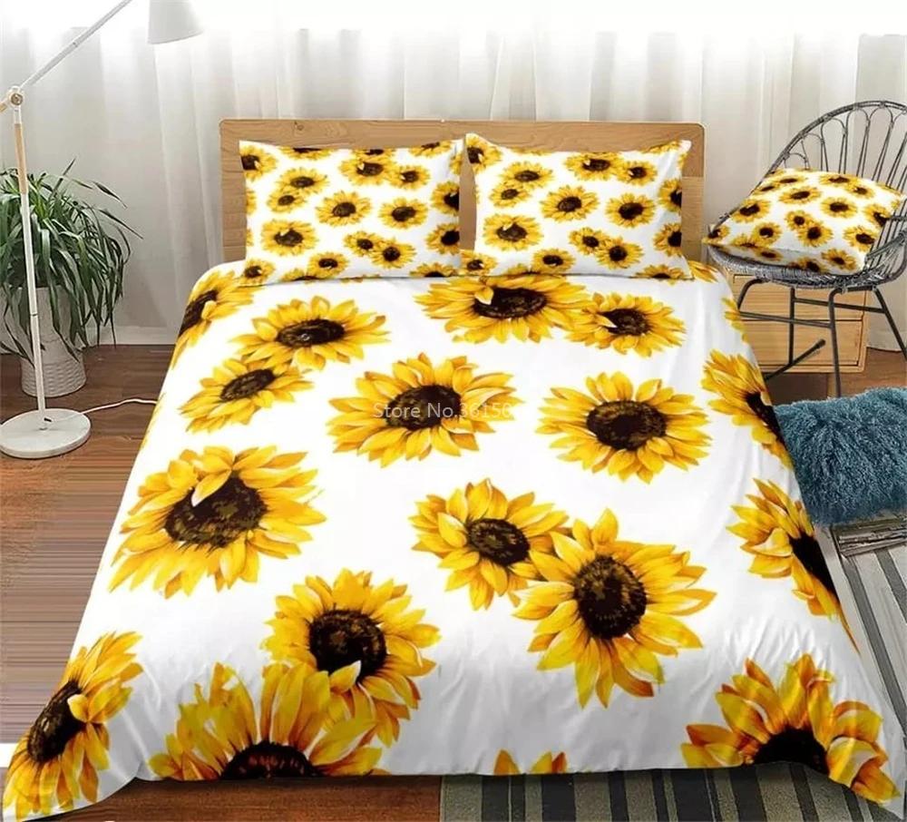 Plant Scenery Series Pattern Bedding Set 3d Sunflower Duvet Cover Set with Pillowcases Europe/Australia/USA Twin Queen King Size