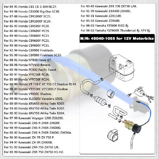 Free Shipping Fuel Pump For Honda Shadow 1100 VT1100 VT1100C VT1100C2 VT1100C3 VT1100T 8mm WX-DZB11