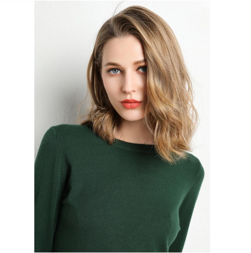 Осенне-зимний вязаный свитер с круглым вырезом для женщин, в качестве базового слоя, универсальный и модный свитер