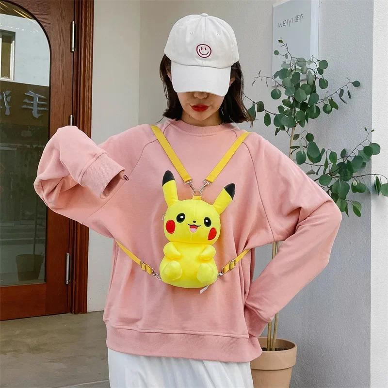 30cm Fashion Japanese Anime Fun Cartoon Small Bag Pikachu Plush Doll Backpack Girl Cute Pikachu Plush Backpack
