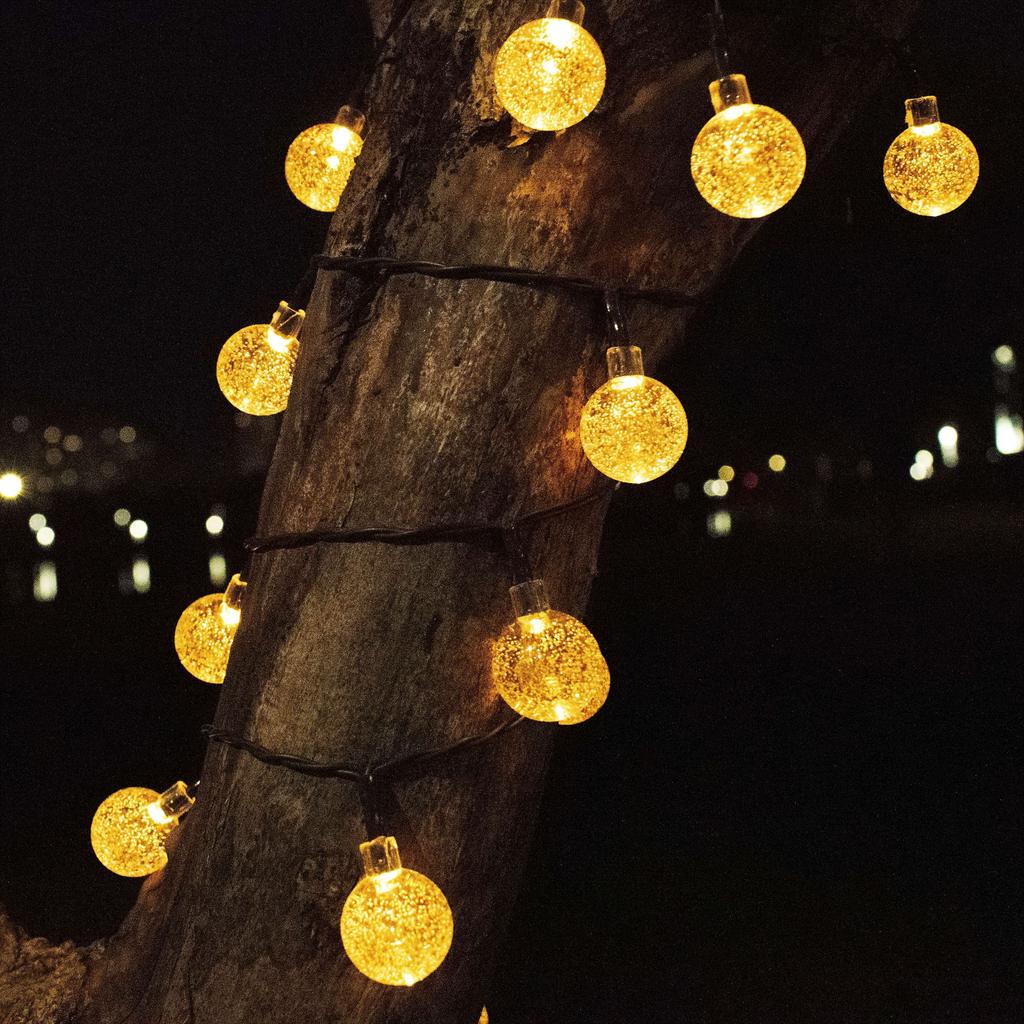 200 светодиодных солнечных уличных гирлянд в виде хрустальных шаров с 8 режимами освещения для двора, сада, крыльца, кемпинга, палатки, пикника на открытом воздухе, украшения для вечеринки