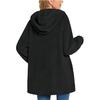 Fleece Jackets for Women Oversized Button Down Fuzzy Hooded Coat Casual Long Sherpa Outerwear with Pockets